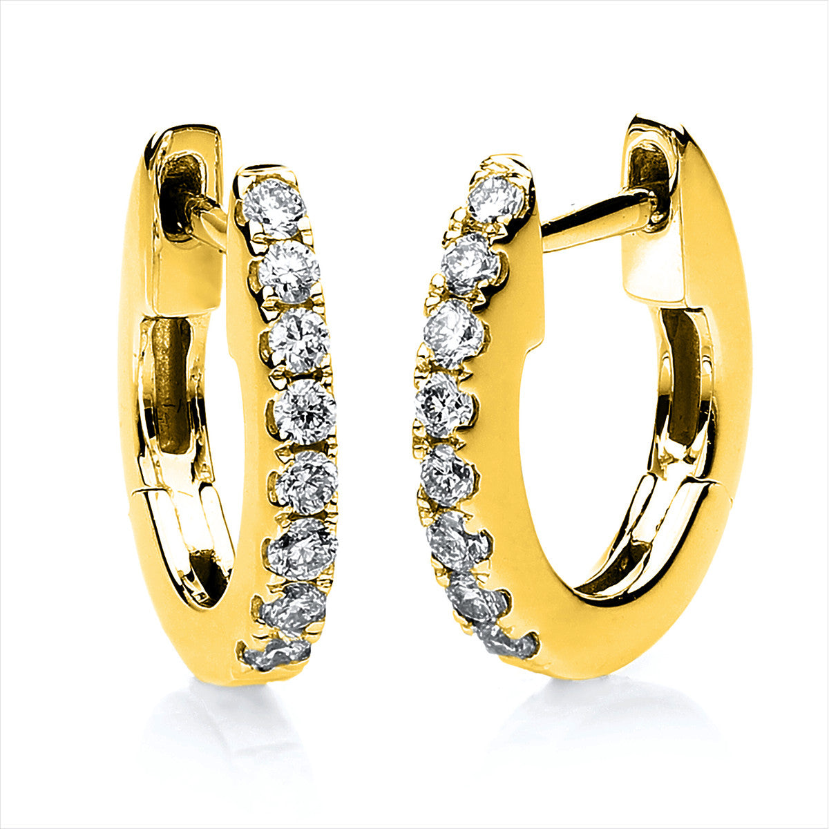 diamond full cut modern woman hoops & huggies in yellow gold