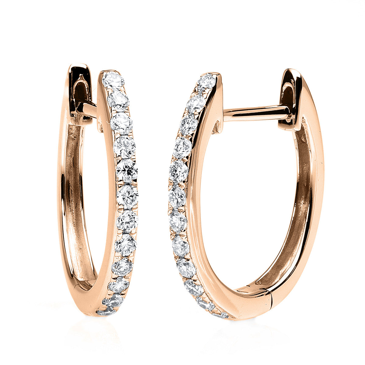 diamond full cut multi-stone hoops & huggies in red gold