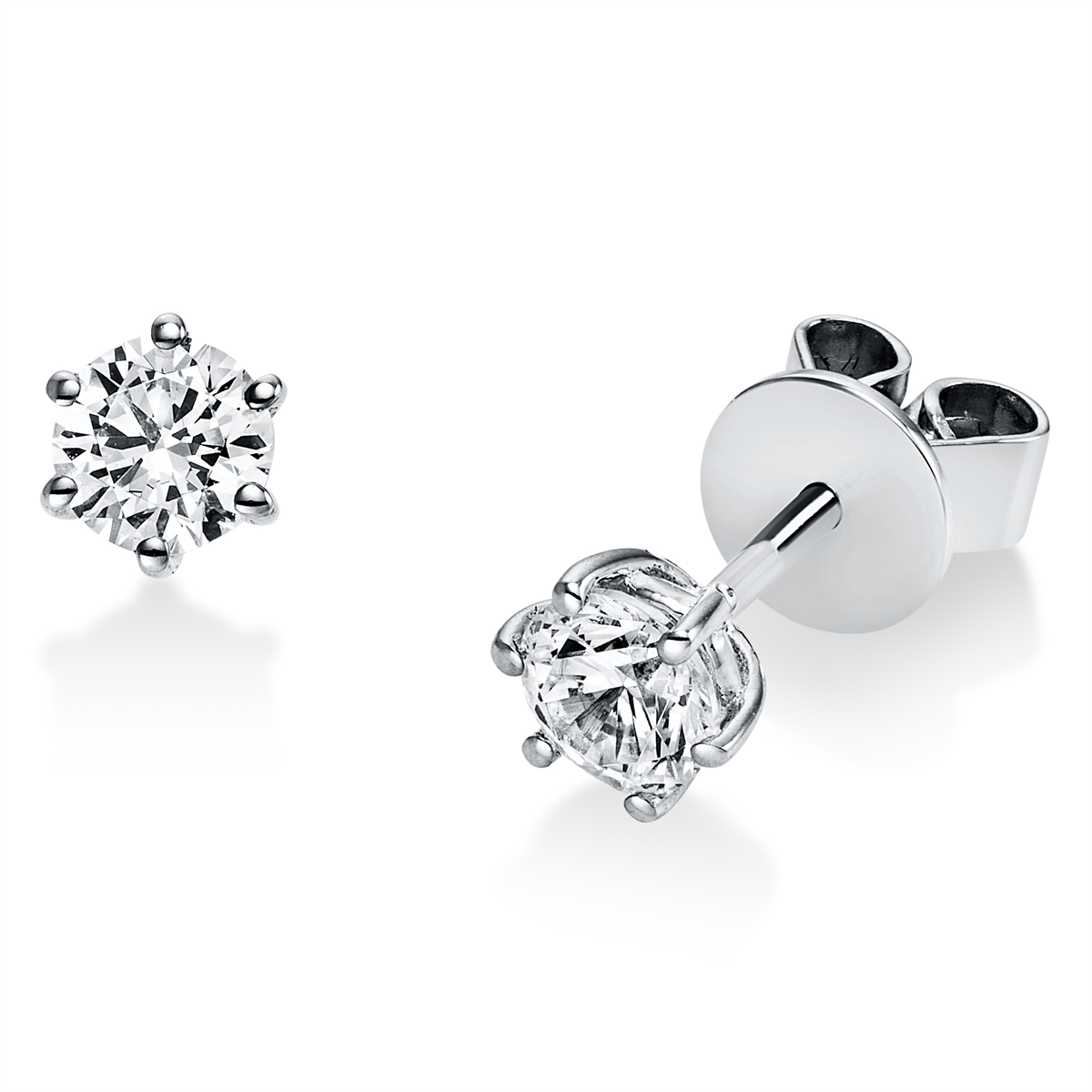 diamond full cut solitaire studs in white gold