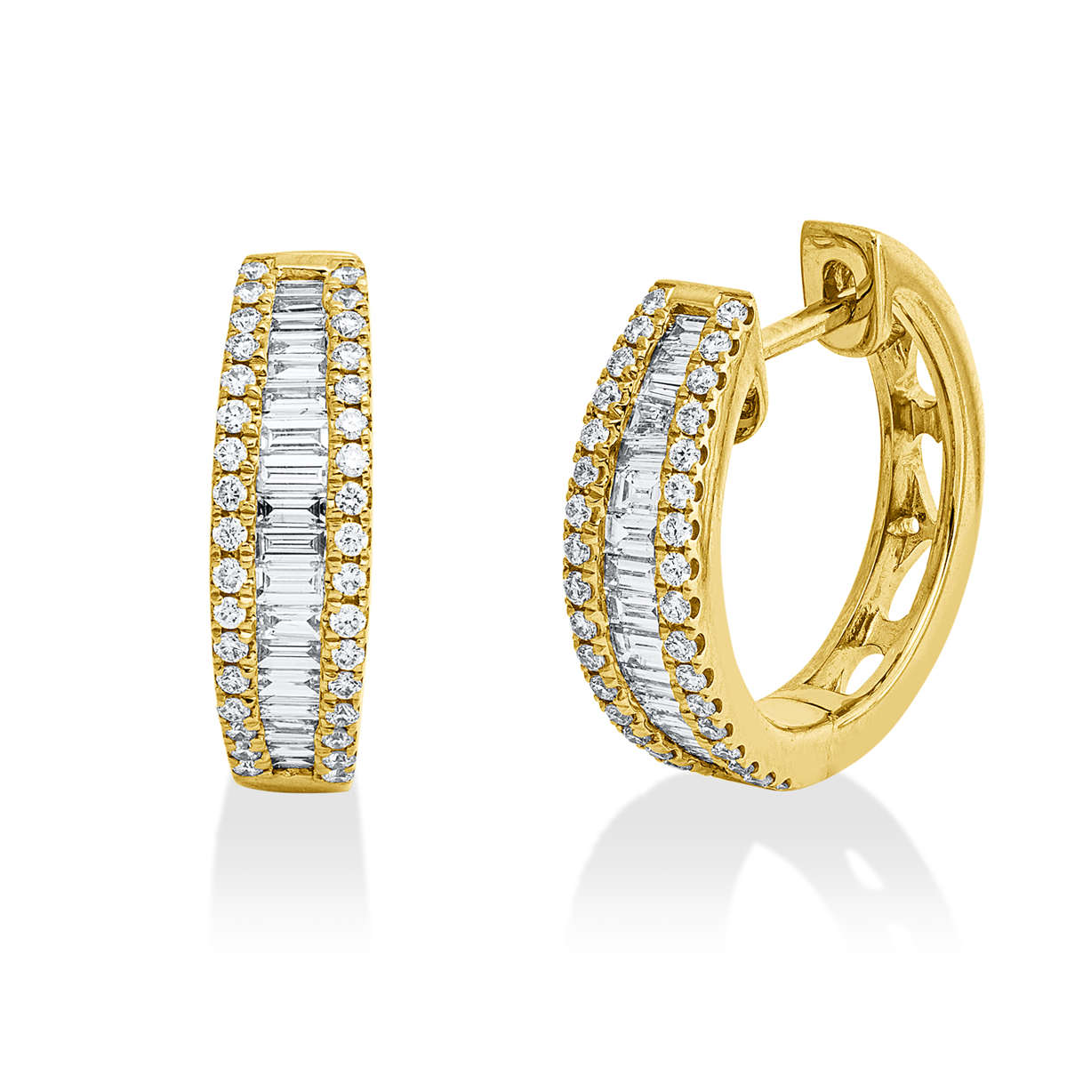 diamond full cut multi-stone hoops & huggies in yellow gold