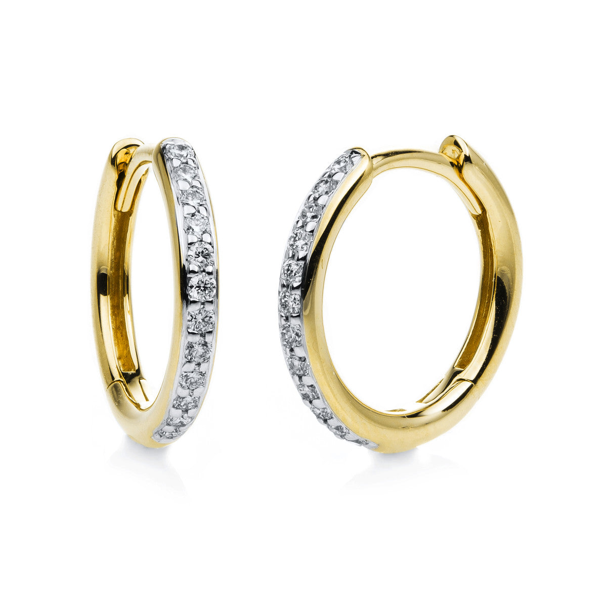 diamond full cut modern woman hoops & huggies in yellow gold