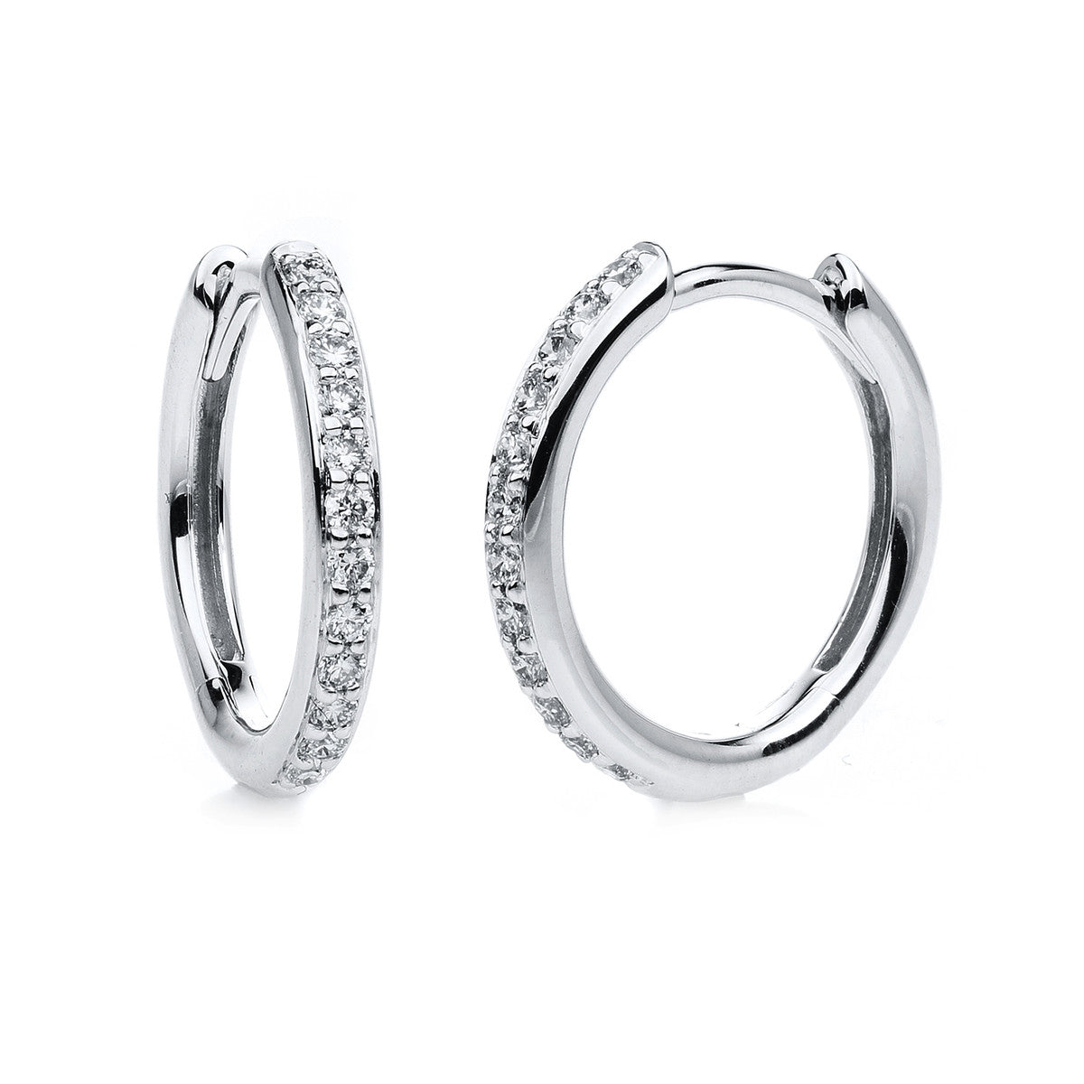 diamond full cut modern woman hoops & huggies in white gold