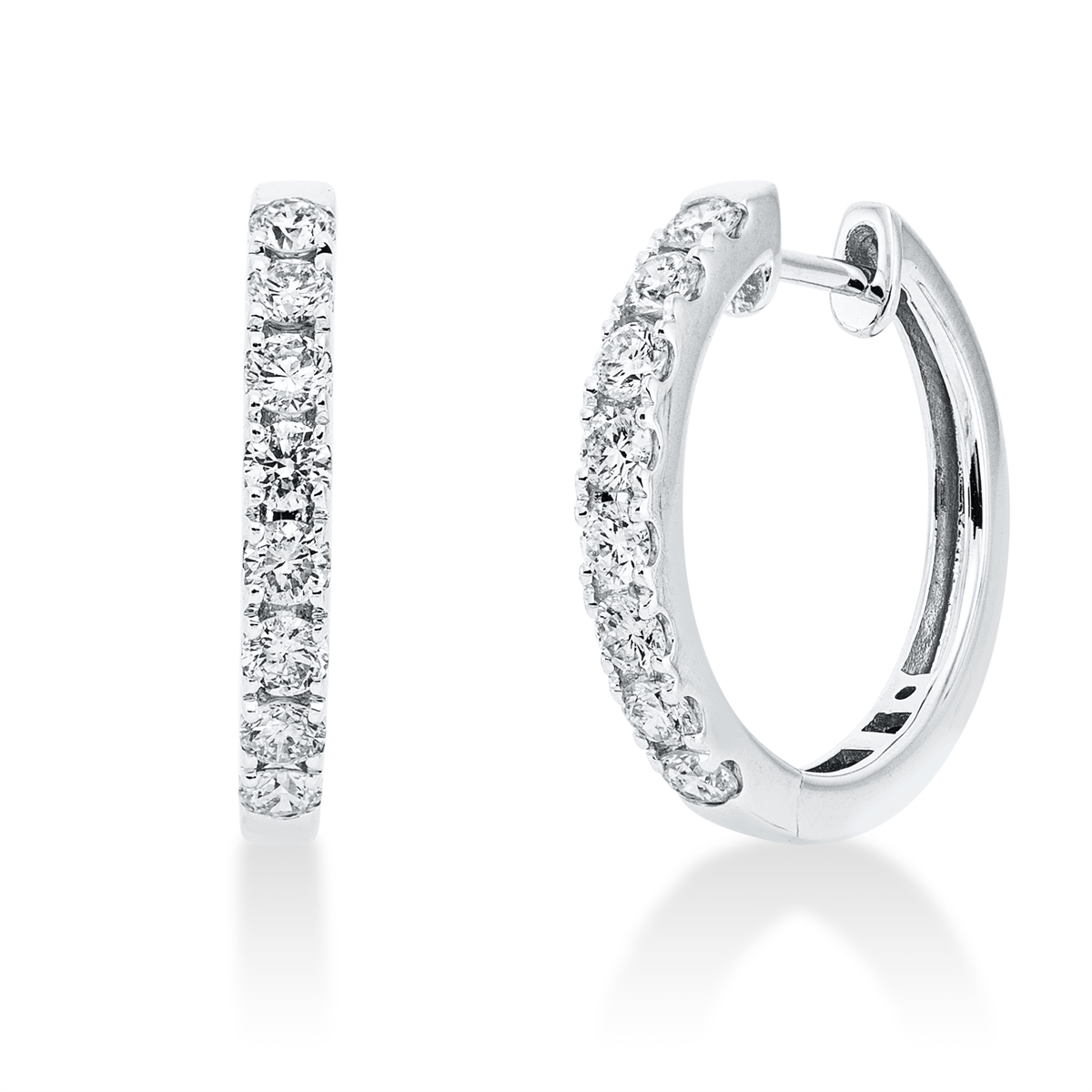 diamond full cut modern woman hoops & huggies in white gold