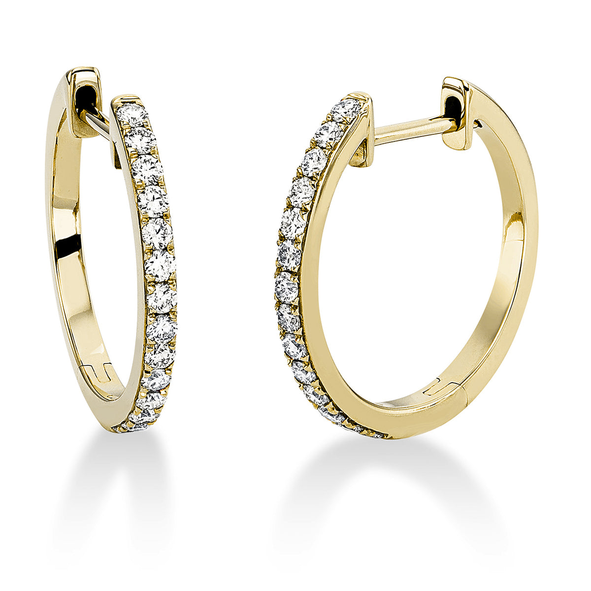 diamond full cut modern woman hoops & huggies in yellow gold
