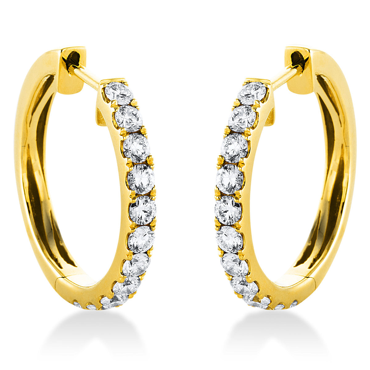 diamond full cut modern woman hoops & huggies in yellow gold