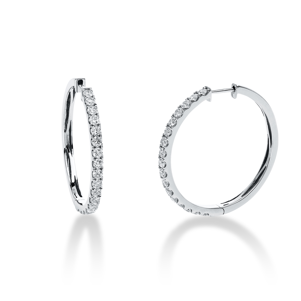 diamond full cut modern woman hoops & huggies in white gold