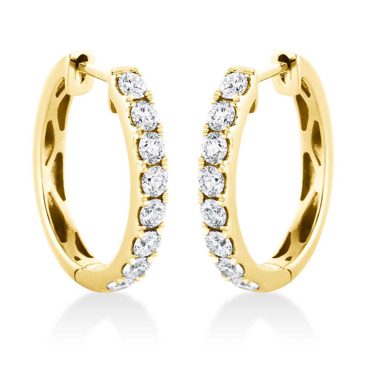 diamond full cut modern woman hoops & huggies in yellow gold