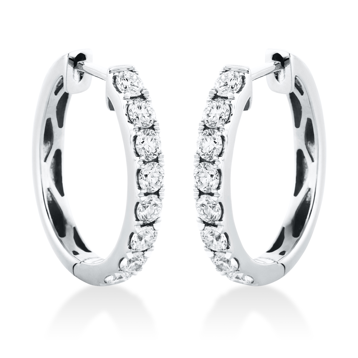 diamond full cut modern woman hoops & huggies in white gold