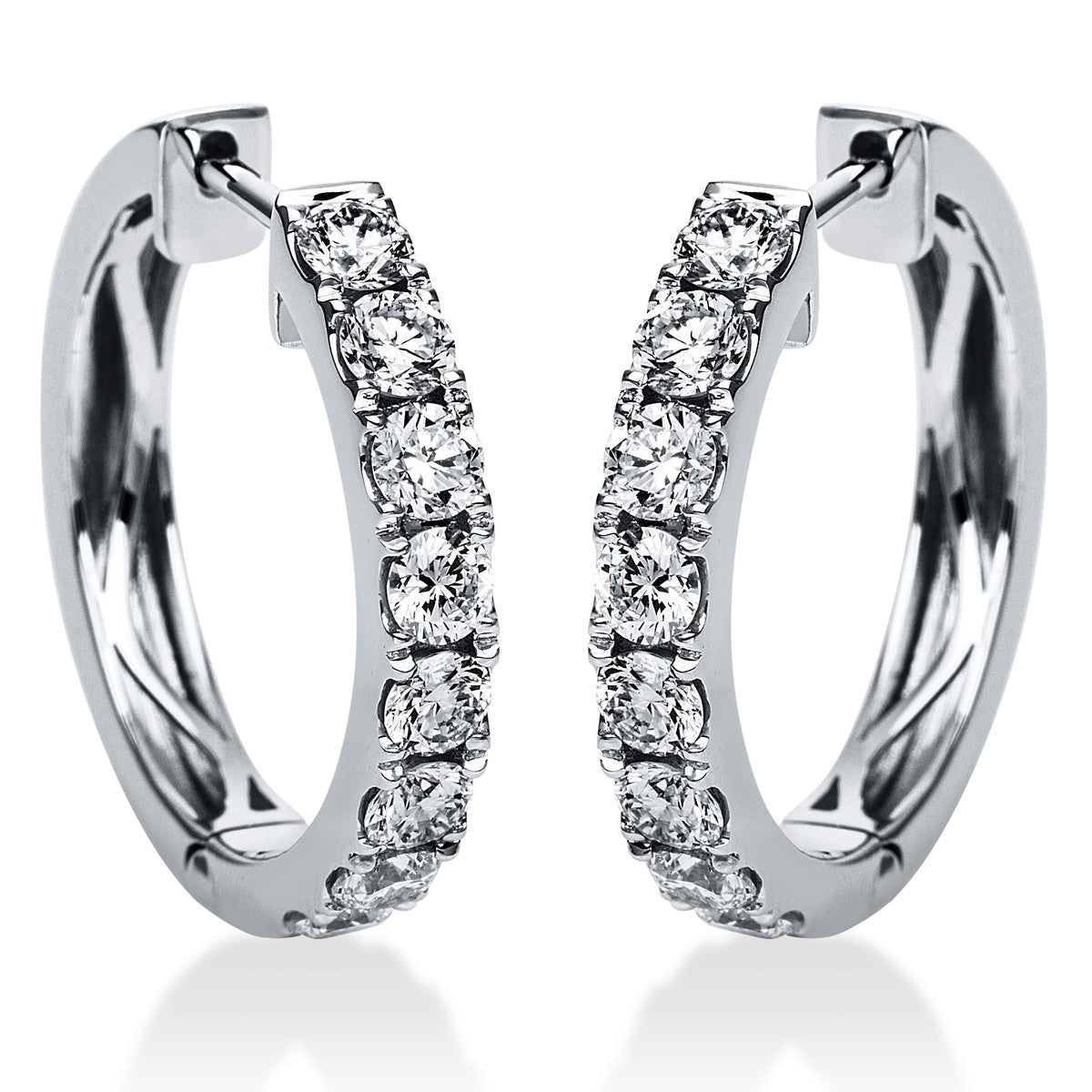 diamond full cut modern woman hoops & huggies in white gold