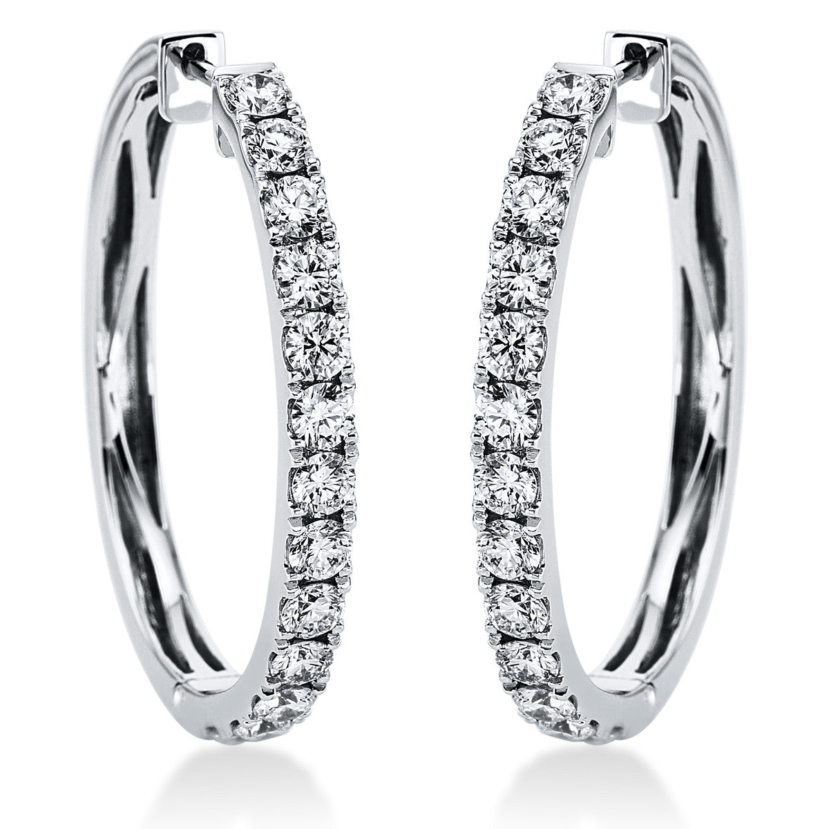 diamond full cut exclusive hoops & huggies in white gold