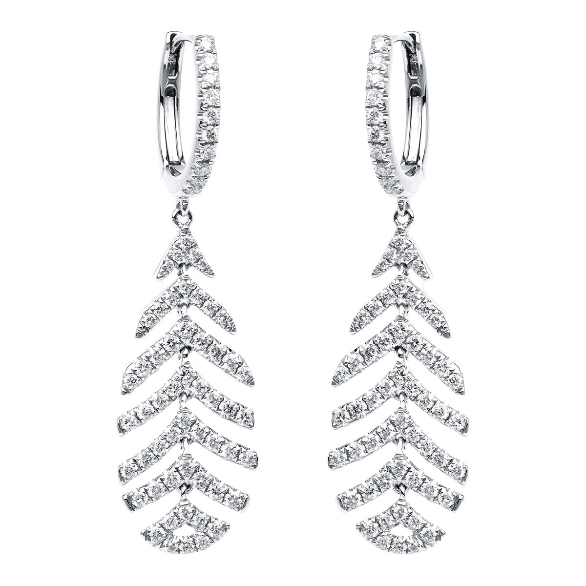 diamond full cut multi-stone earrings in white gold