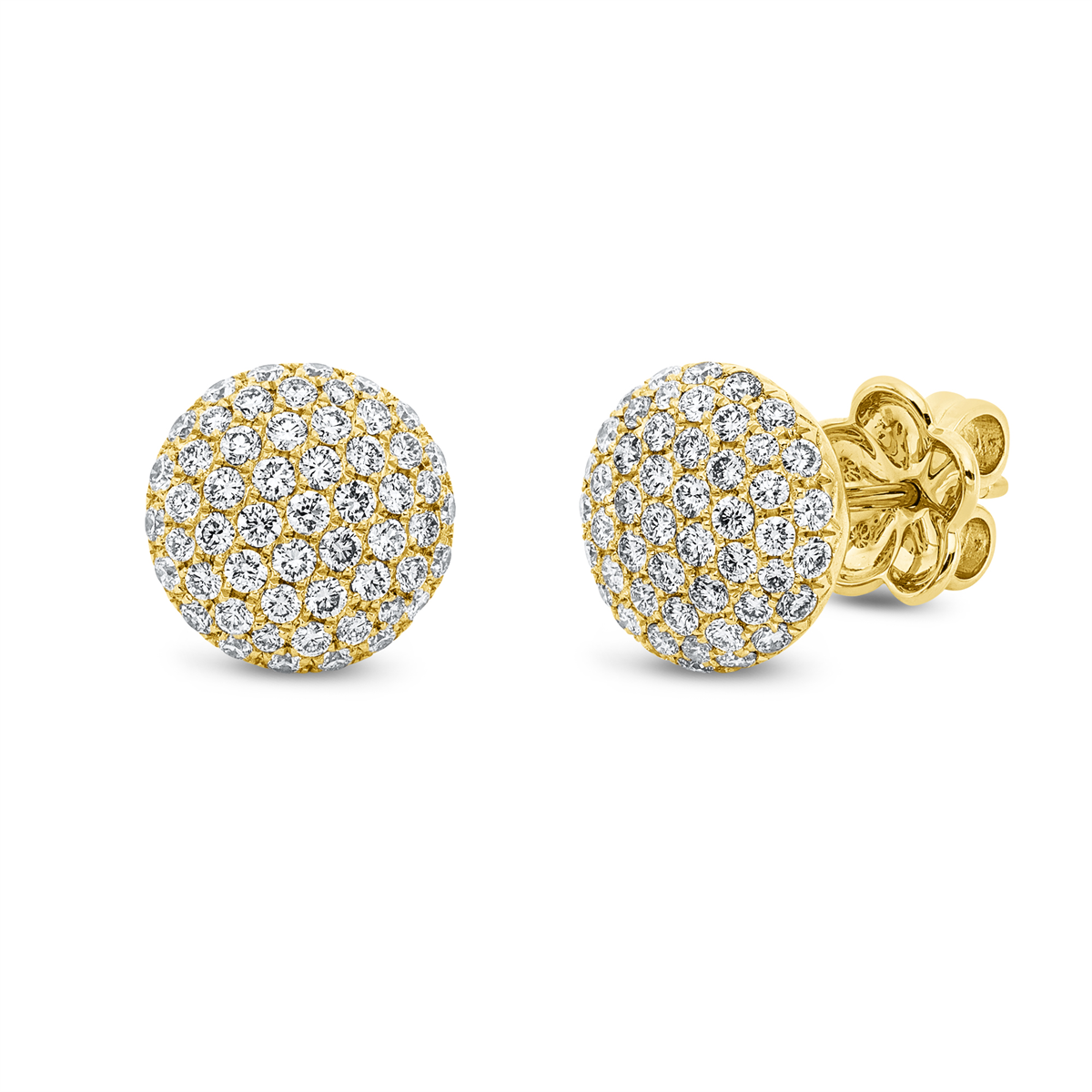 diamond full cut pavé studs in yellow gold