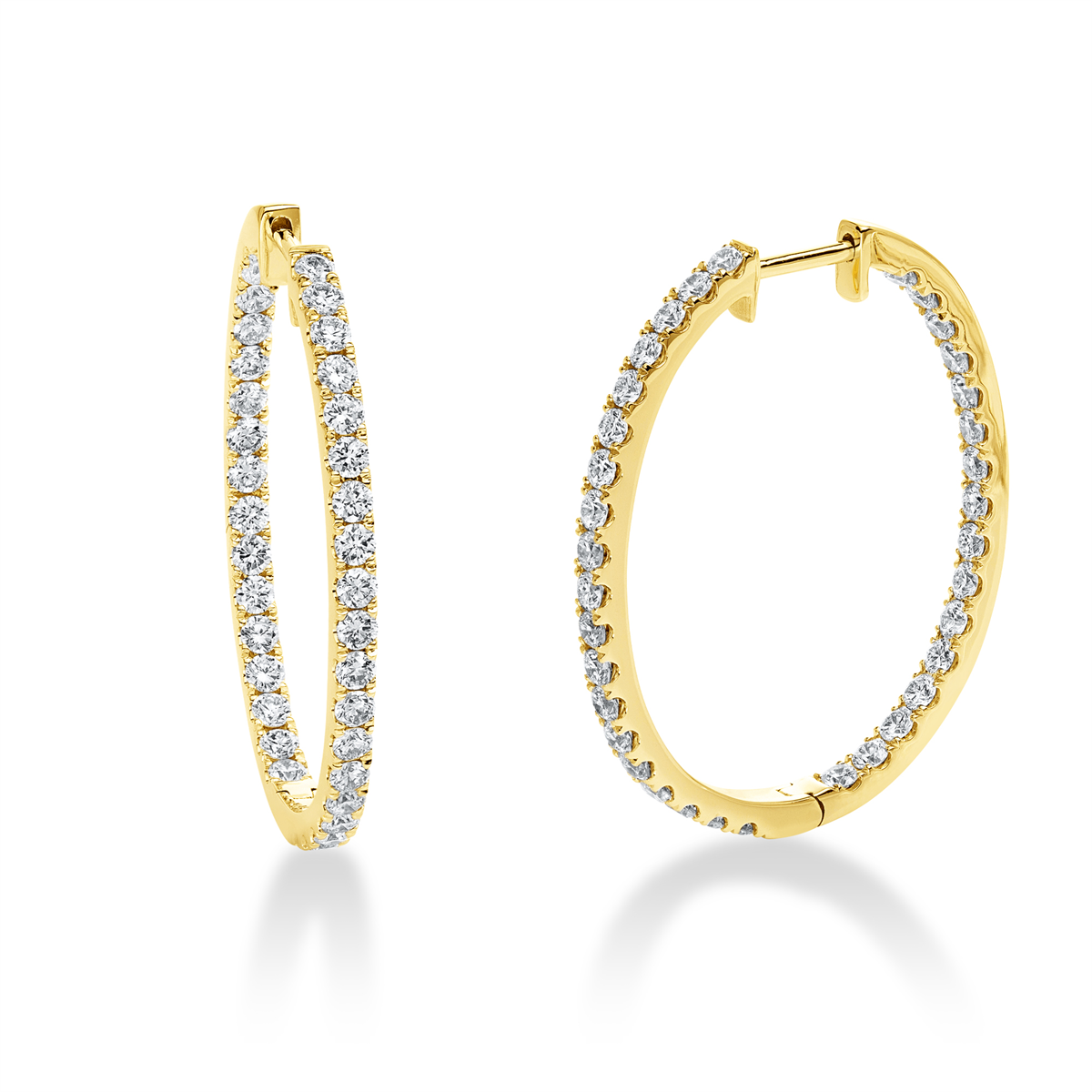 diamond full cut modern woman hoops & huggies in yellow gold