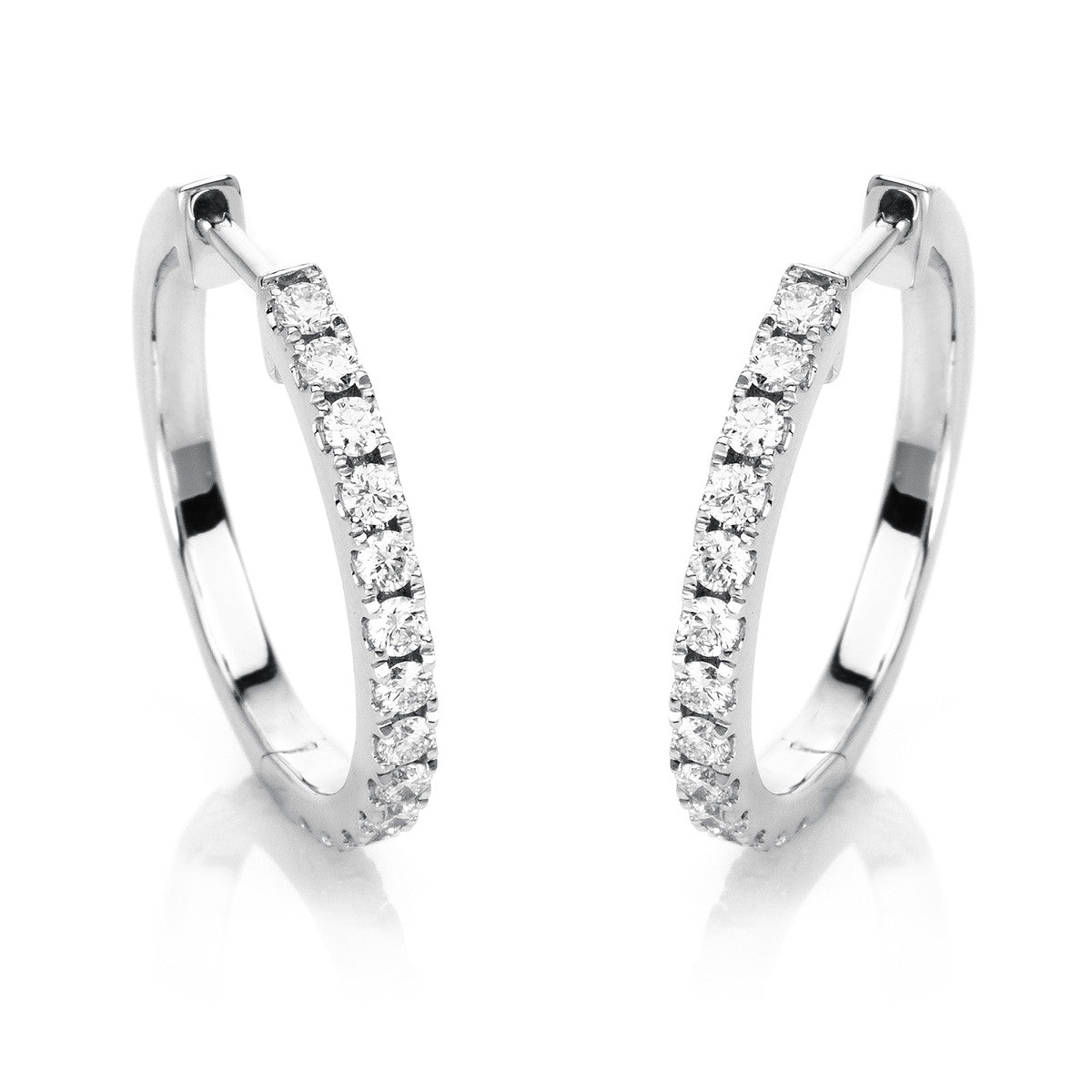 diamond full cut modern woman hoops & huggies in white gold