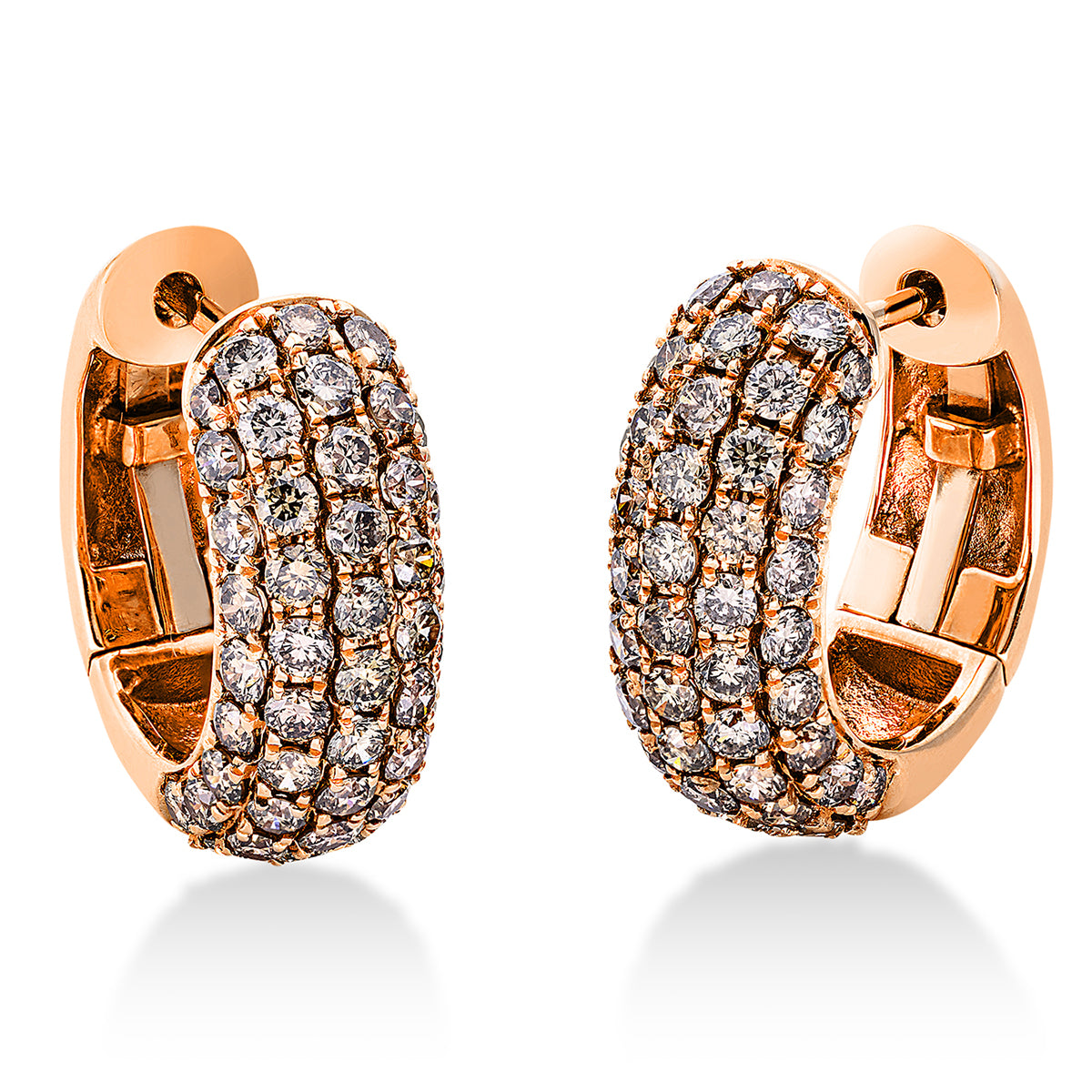diamond full cut pavé hoops & huggies in red gold