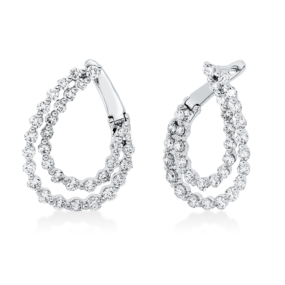 diamond full cut modern woman hoops & huggies in white gold