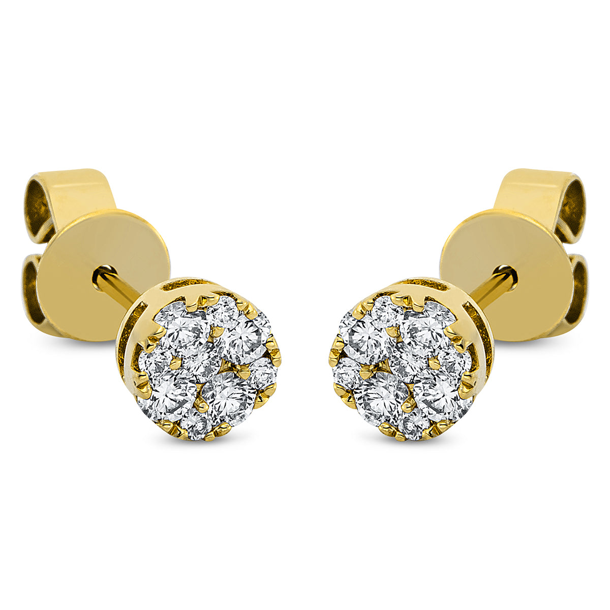 diamond full cut illusion classic studs in yellow gold