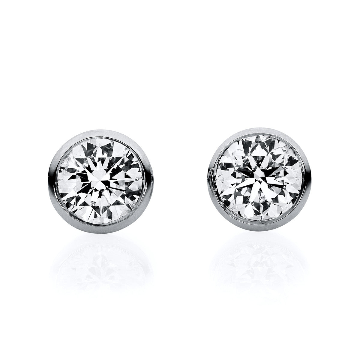 diamond full cut solitaire studs in white gold