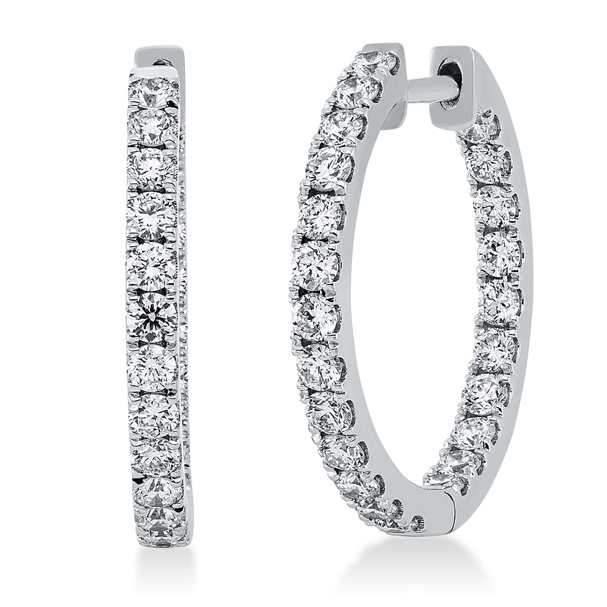 diamond full cut modern woman hoops & huggies in white gold