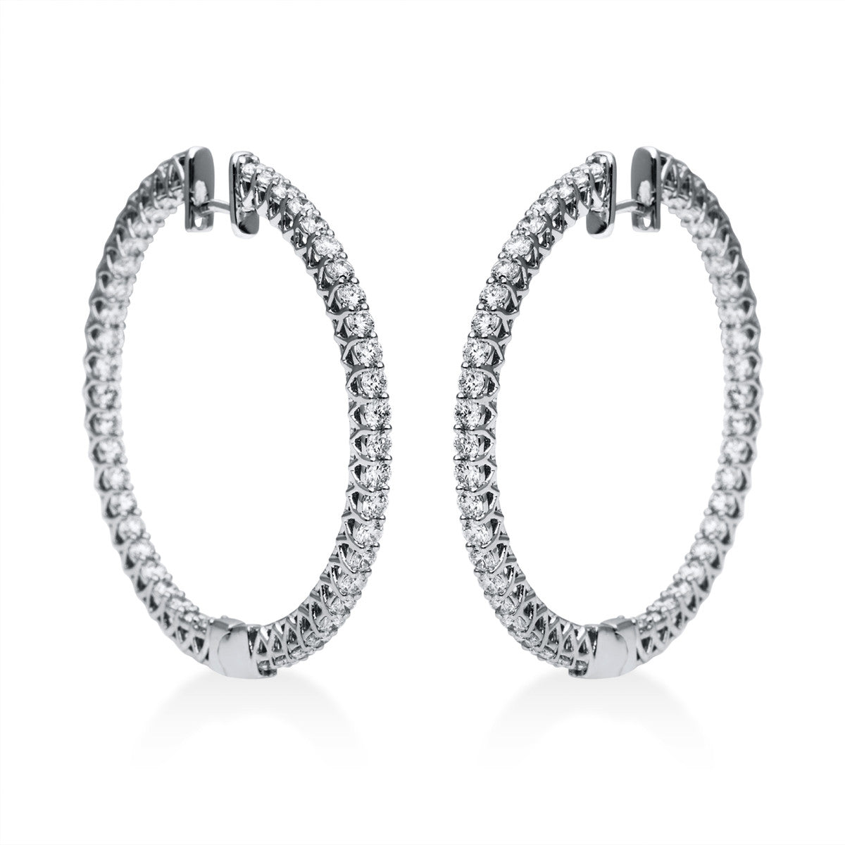 diamond full cut exclusive hoops & huggies in white gold