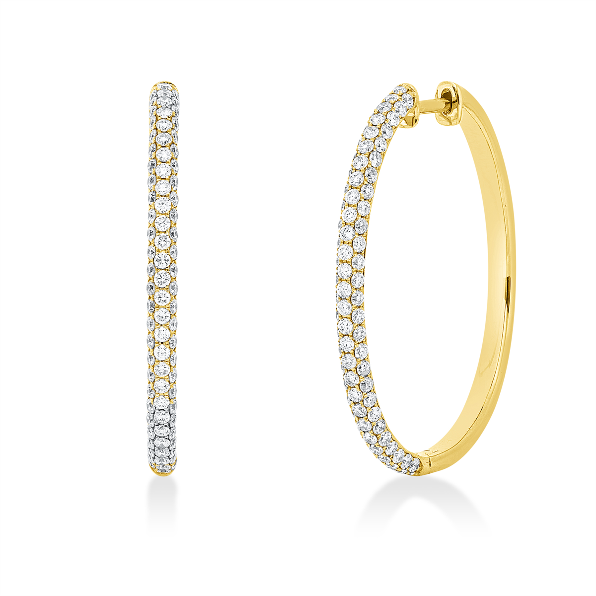 diamond full cut pavé hoops & huggies in yellow gold