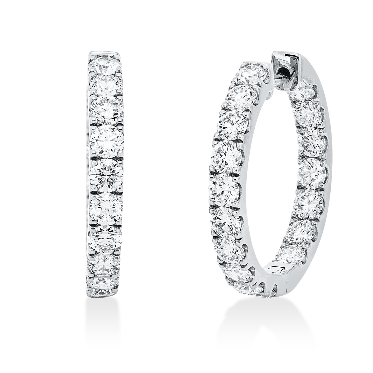 diamond full cut exclusive hoops & huggies in white gold