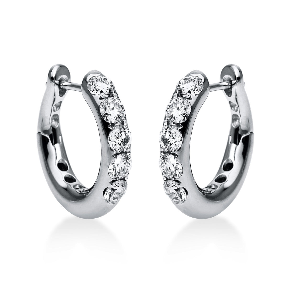 diamond full cut modern woman hoops & huggies in white gold