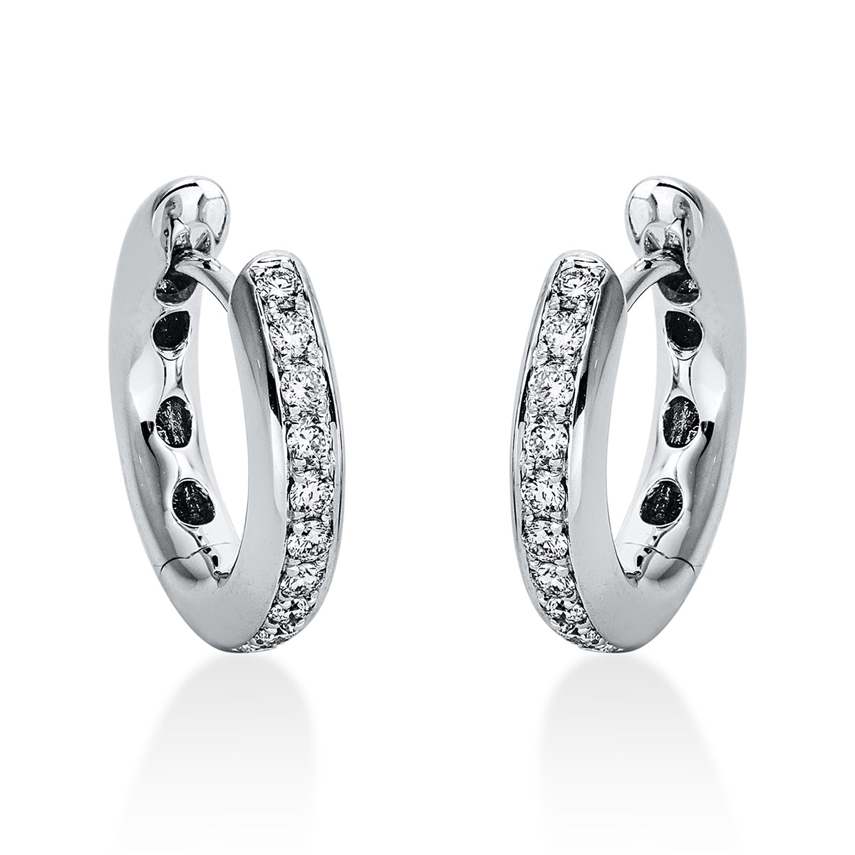 diamond full cut modern woman hoops & huggies in white gold