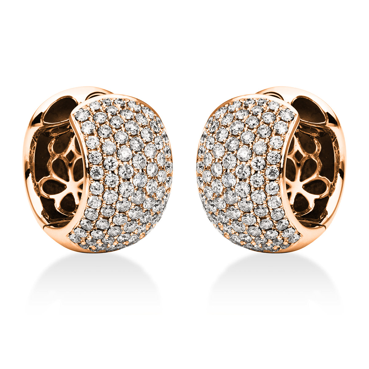 diamond full cut pavé hoops & huggies in red gold