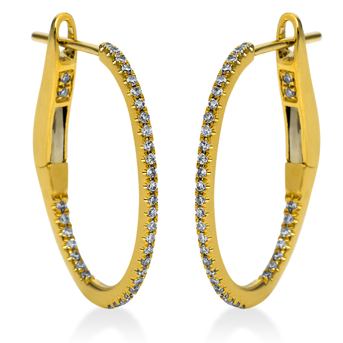 diamond single cut modern woman hoops & huggies in yellow gold