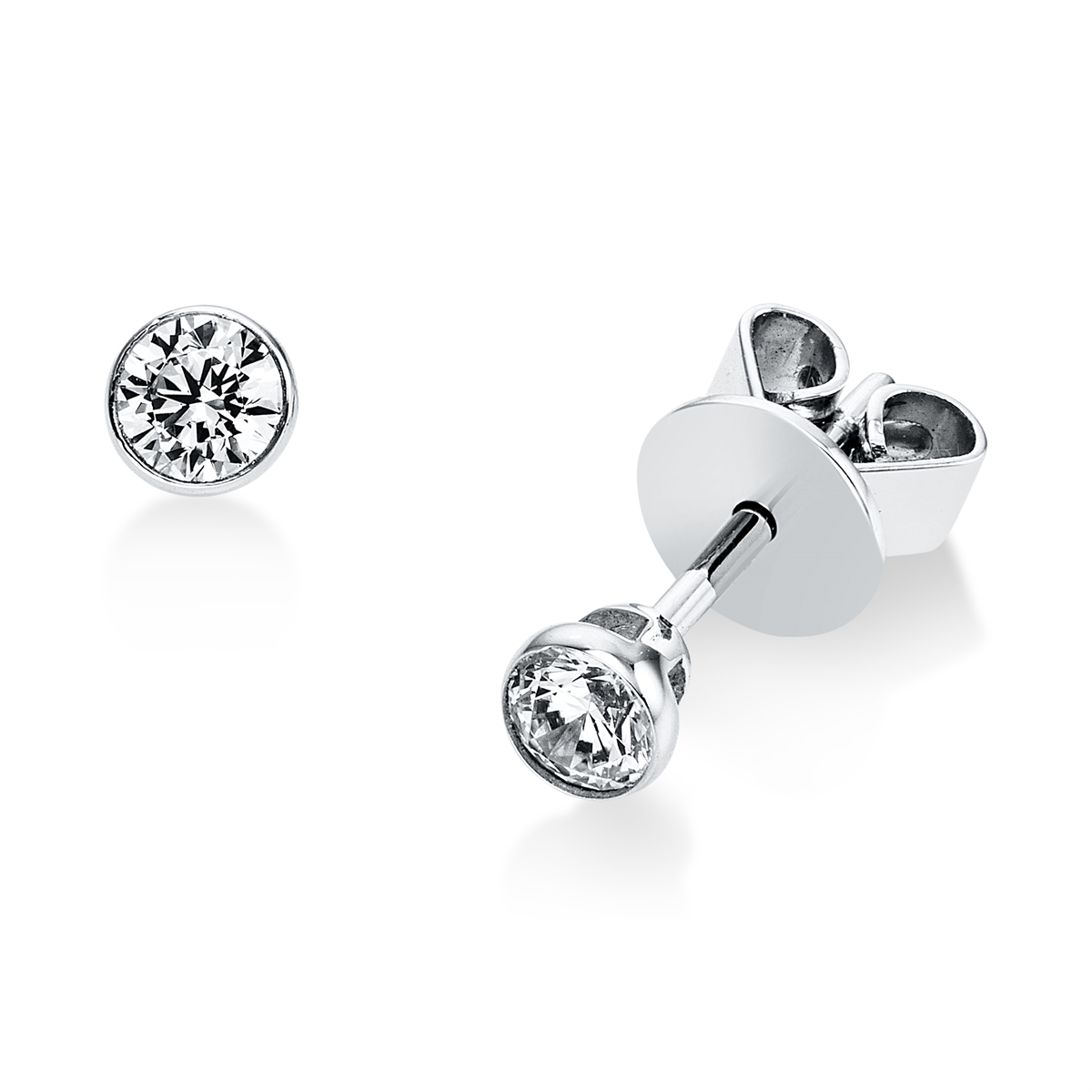diamond full cut solitaire studs in white gold
