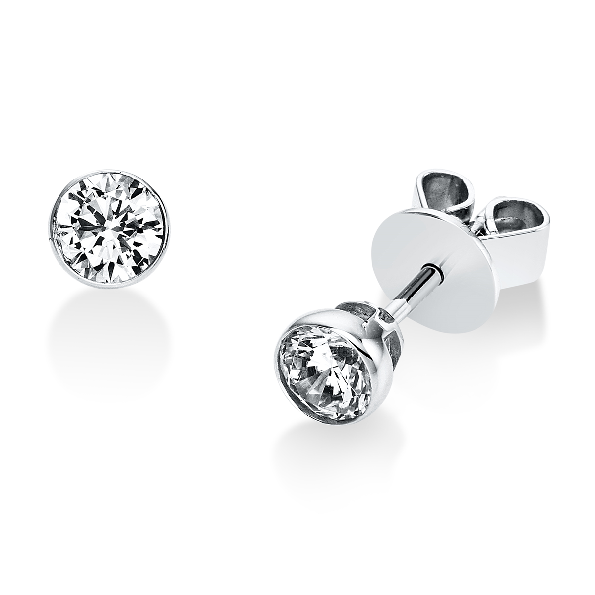 diamond full cut solitaire studs in white gold
