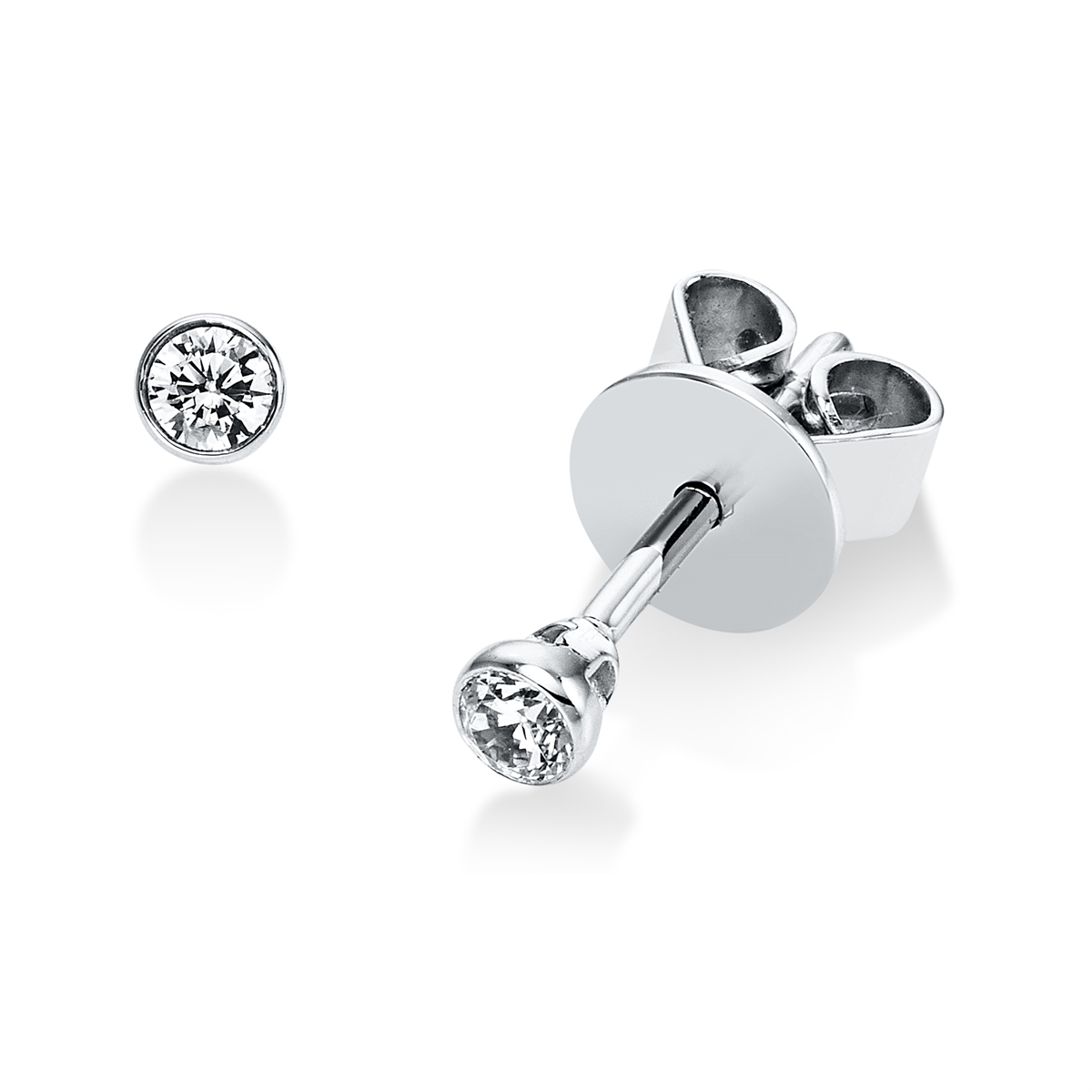 diamond full cut solitaire studs in white gold