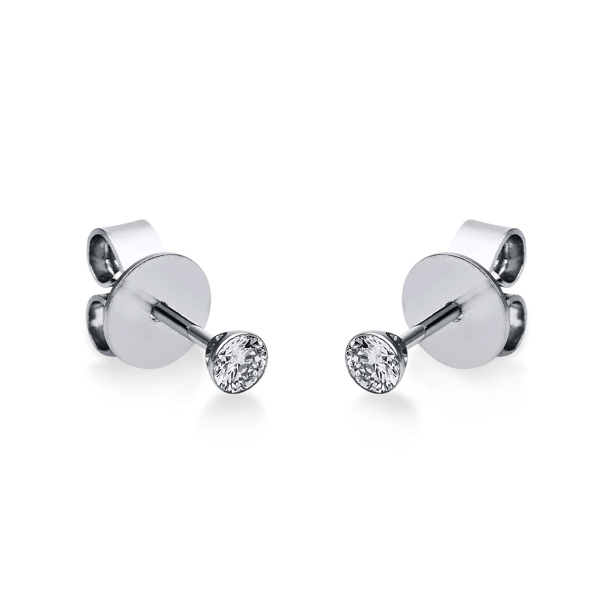 diamond full cut solitaire studs in white gold