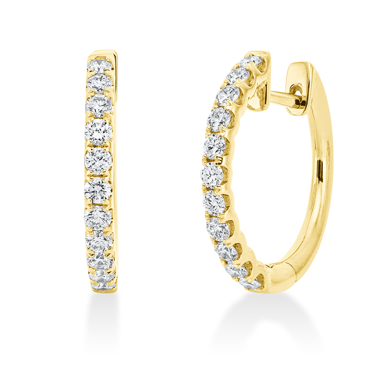 diamond full cut modern woman hoops & huggies in yellow gold