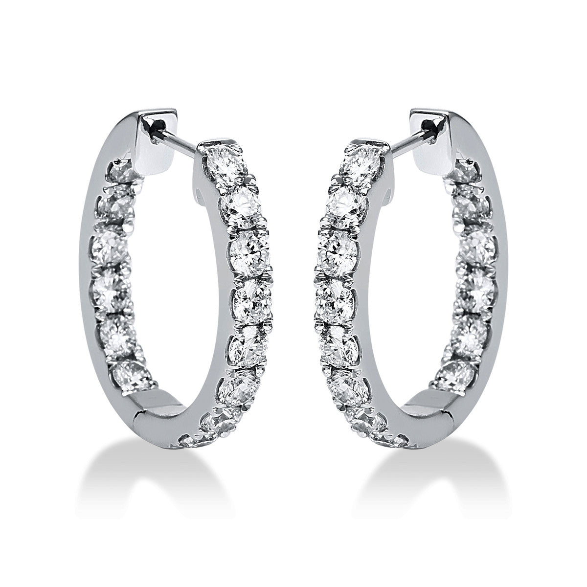 diamond full cut modern woman hoops & huggies in white gold