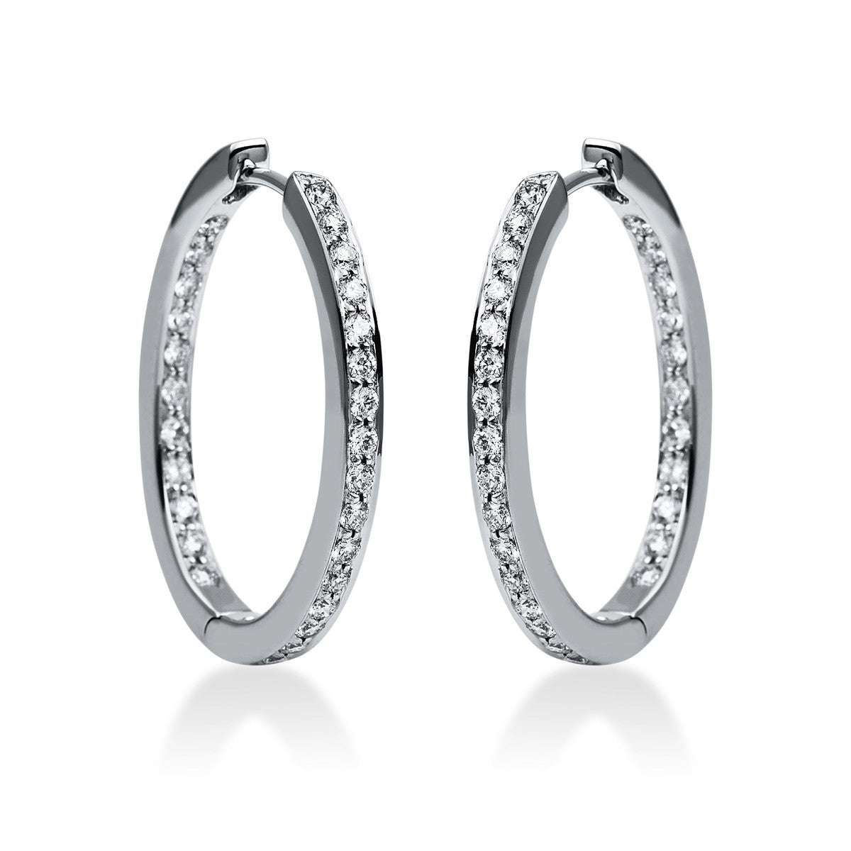 diamond full cut exclusive hoops & huggies in white gold