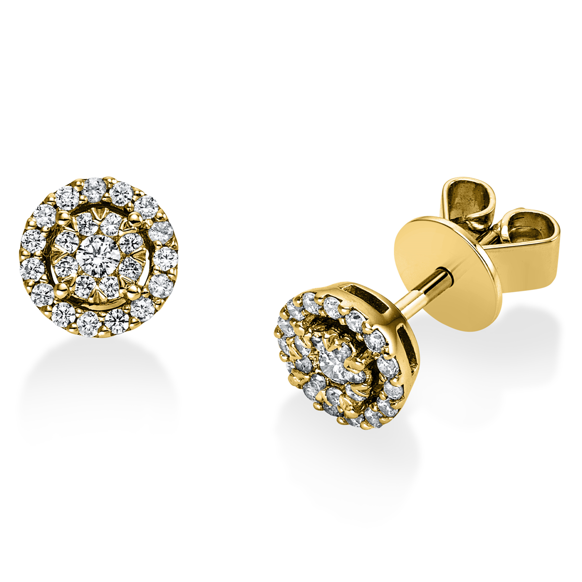 diamond full cut illusion classic studs in yellow gold