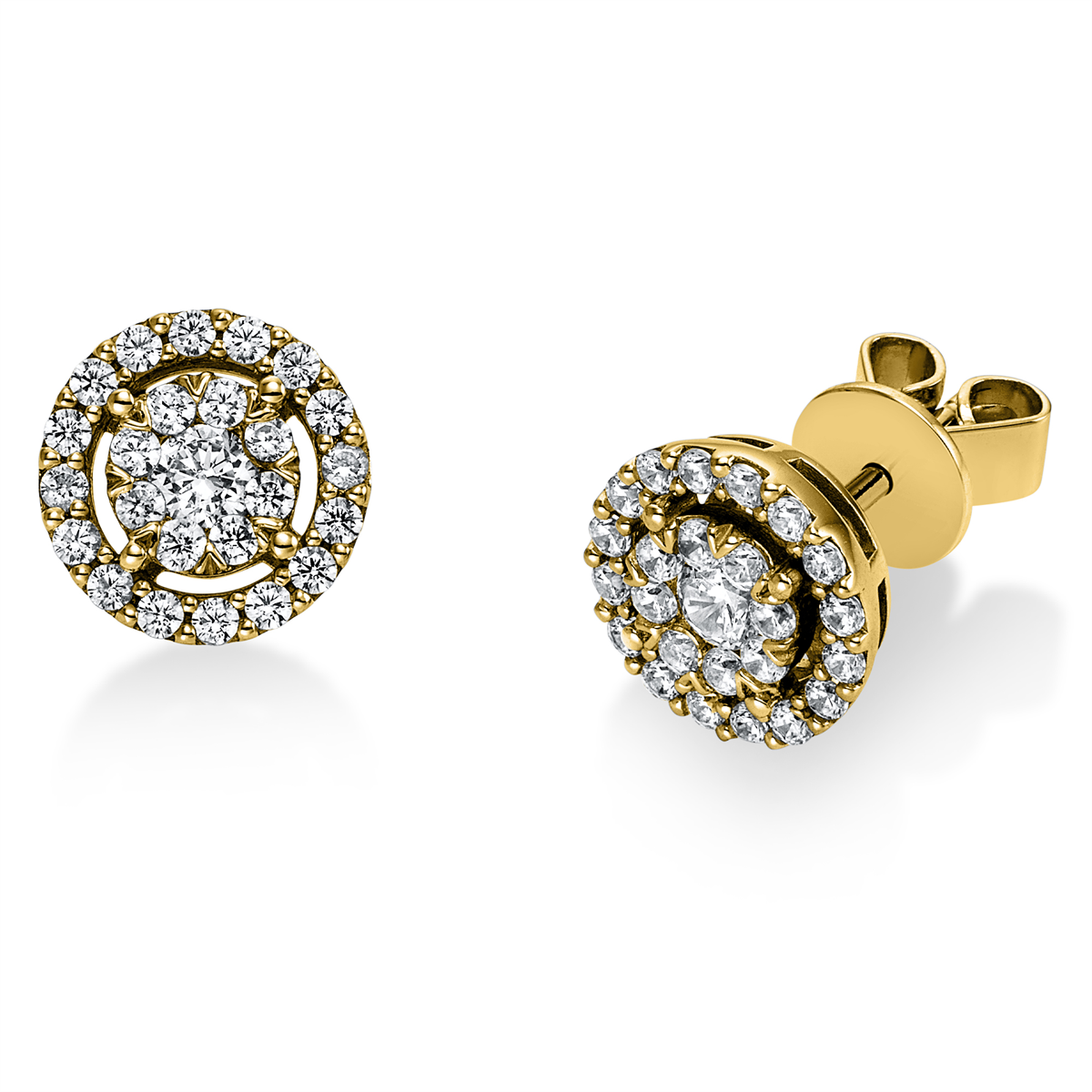 diamond full cut illusion classic studs in yellow gold