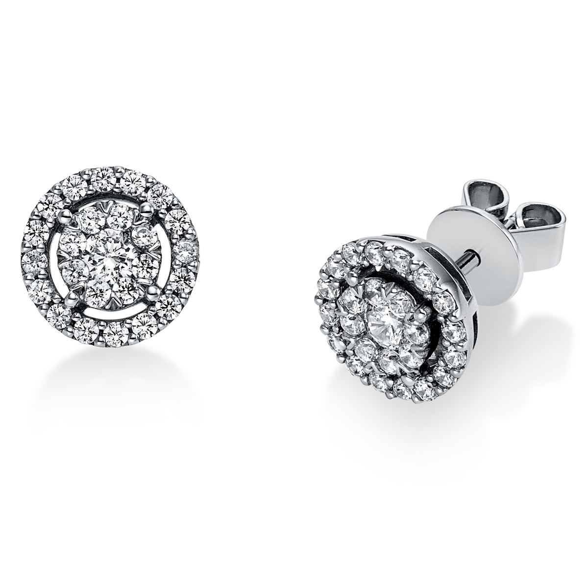 diamond full cut illusion classic studs in white gold