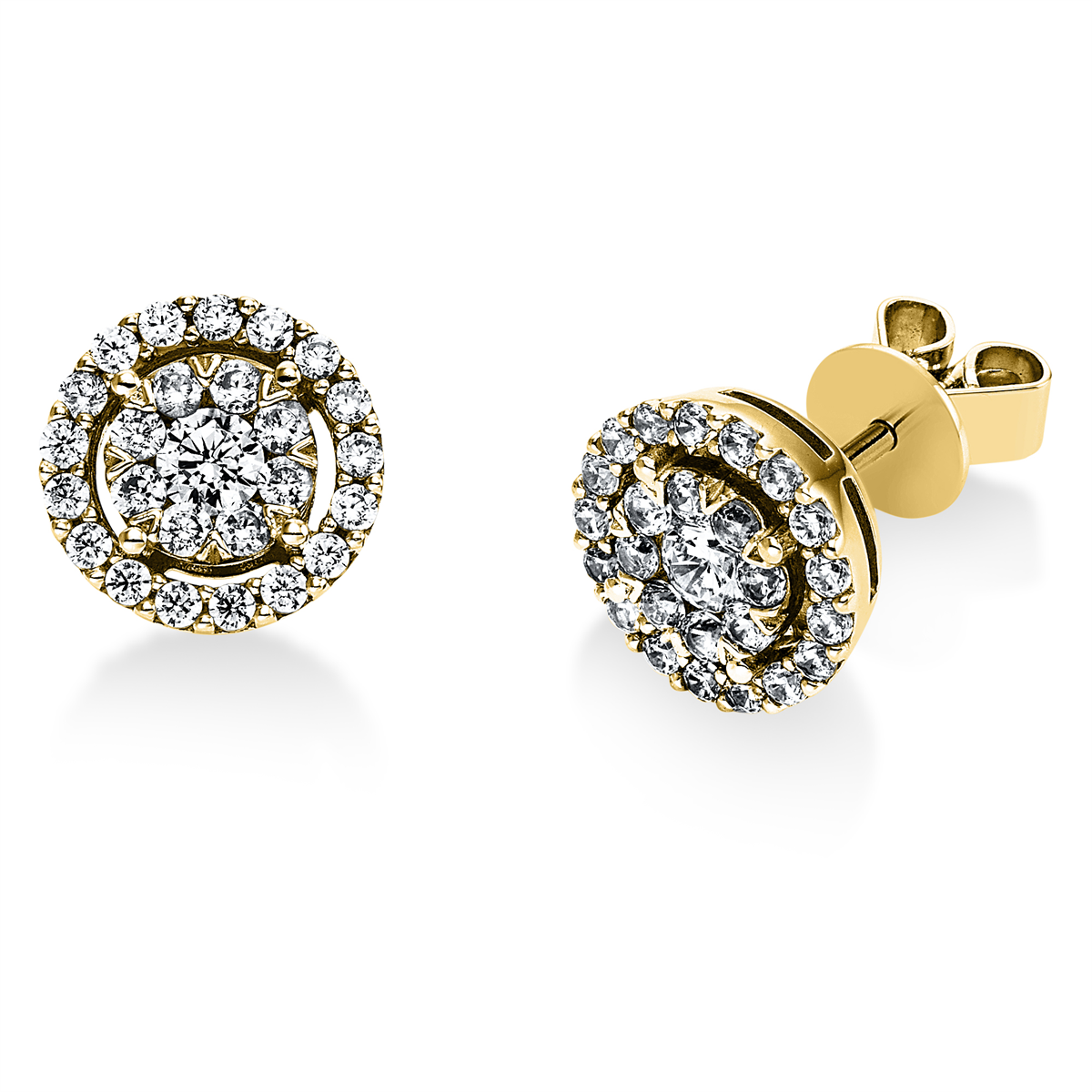 diamond full cut illusion classic studs in yellow gold