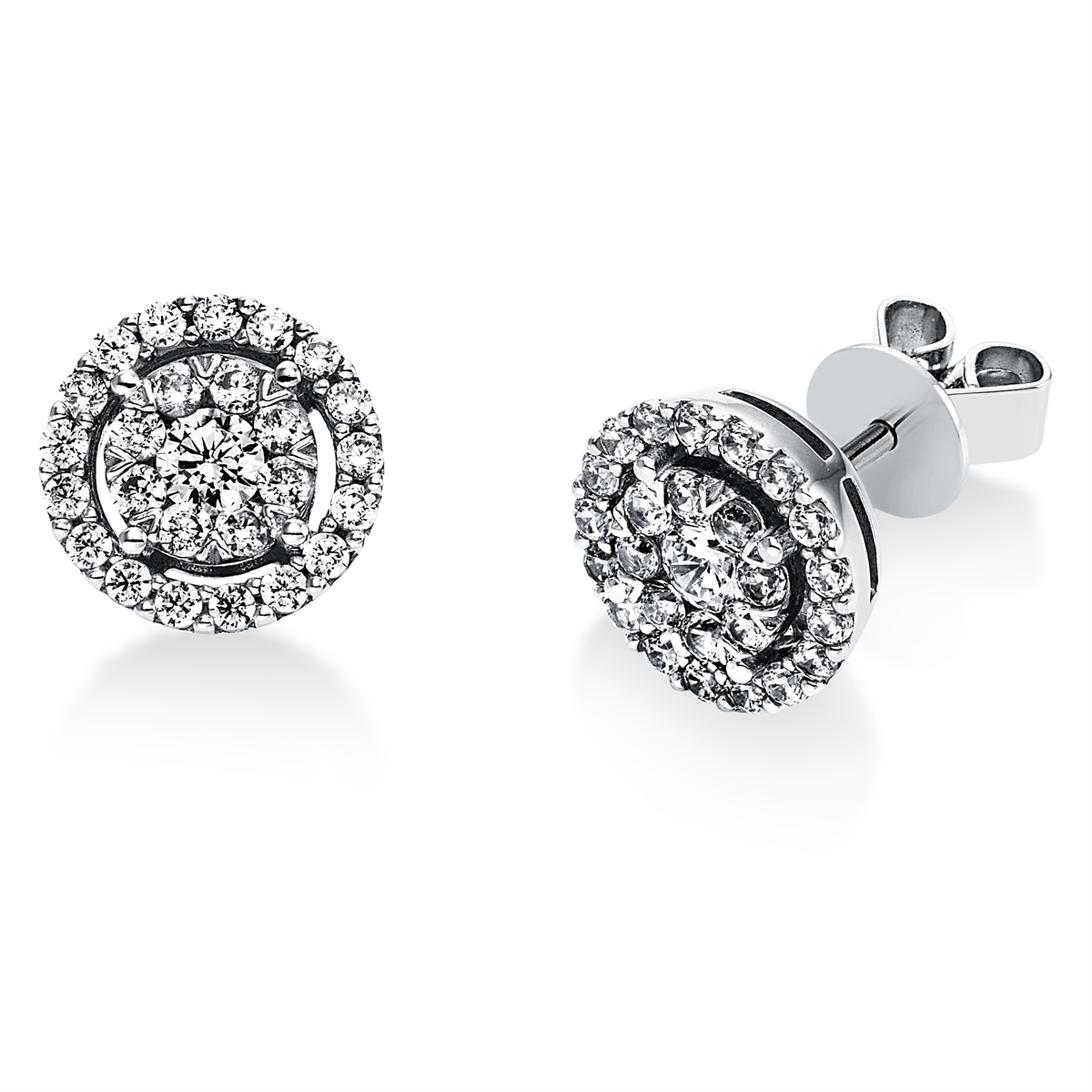 diamond full cut illusion classic studs in white gold