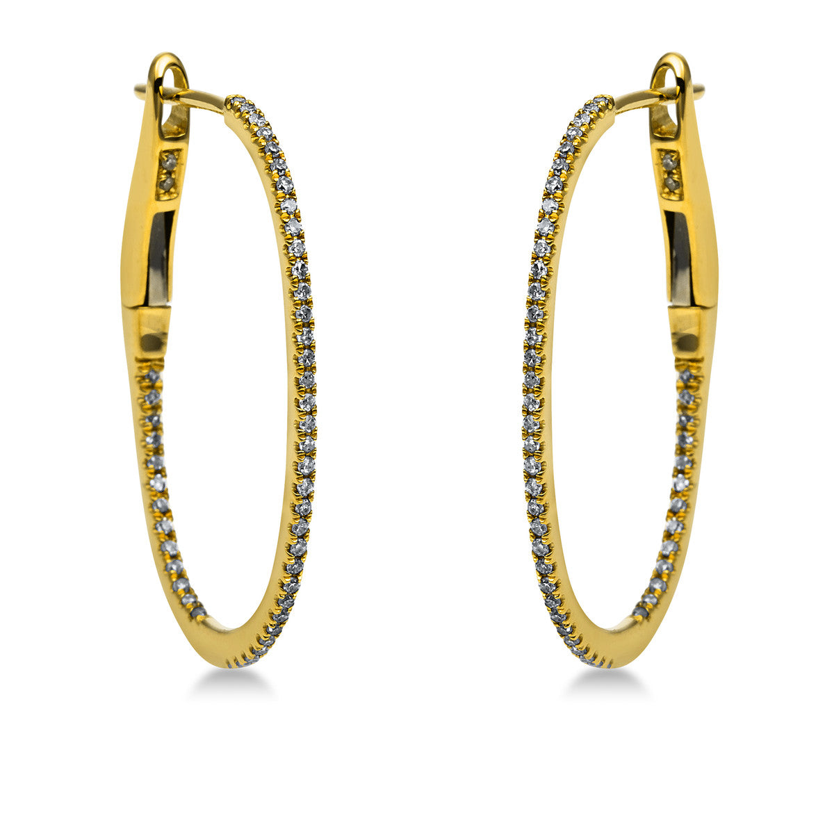 diamond single cut modern woman hoops & huggies in yellow gold