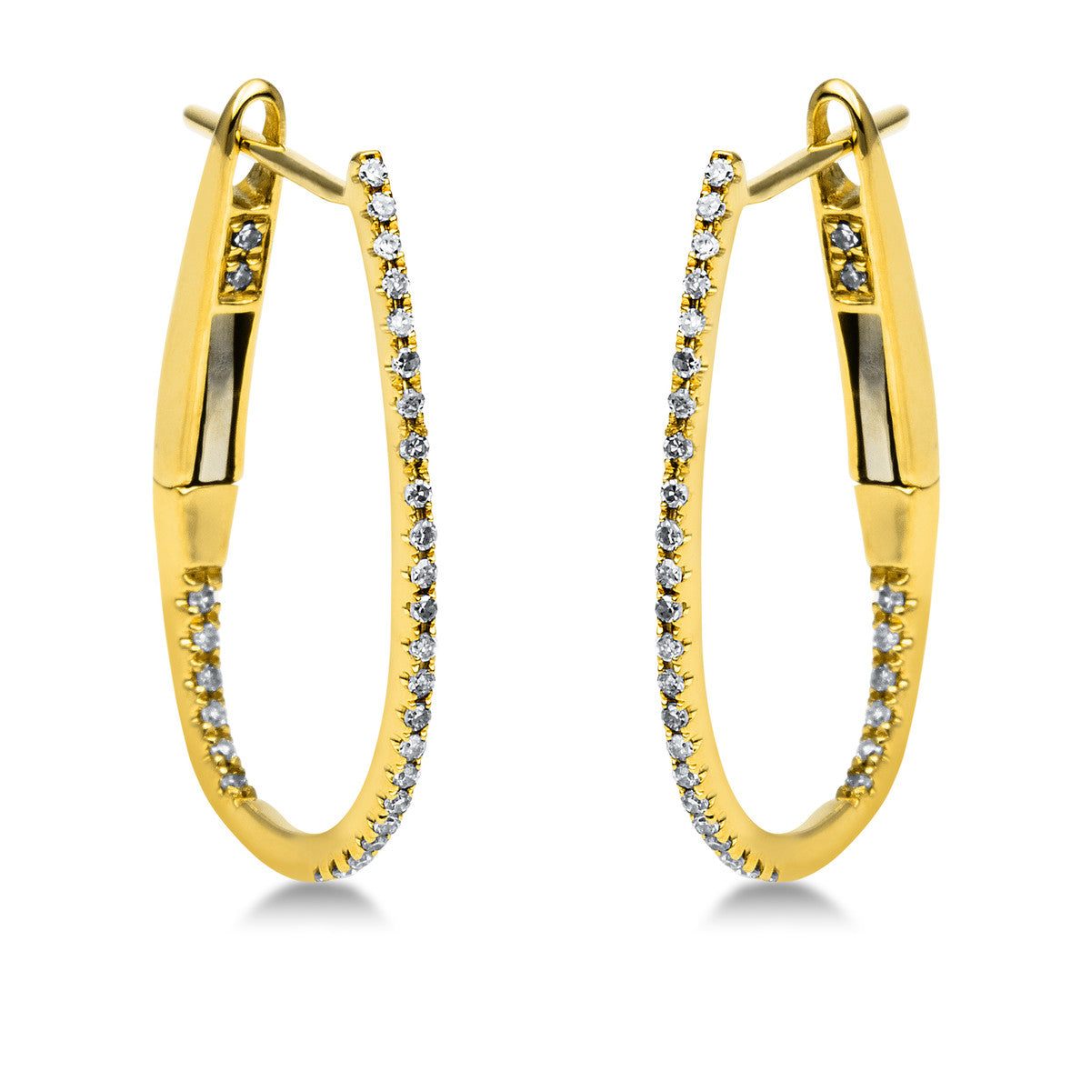 diamond single cut modern woman hoops & huggies in yellow gold