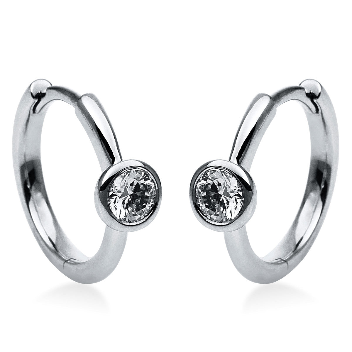 diamond full cut solitaire hoops & huggies in white gold
