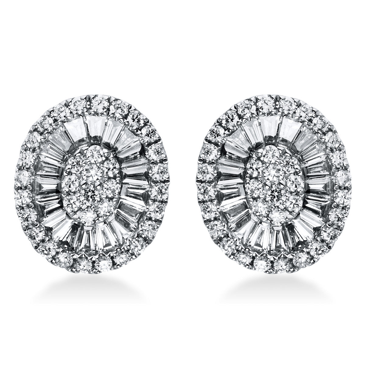 diamond full cut baguette studs in white gold