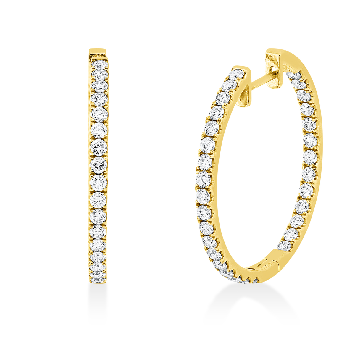 diamond full cut exclusive hoops & huggies in yellow gold