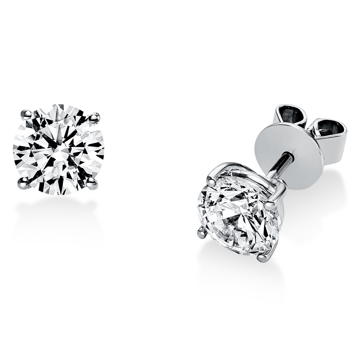 diamond full cut solitaire studs in white gold