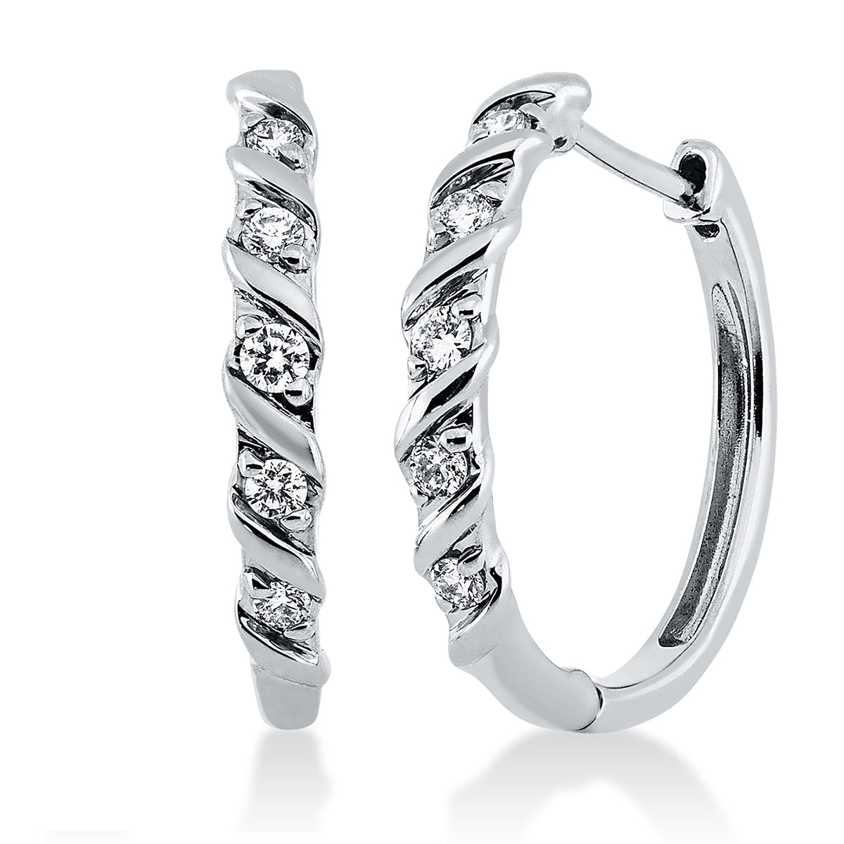 diamond full cut modern woman hoops & huggies in white gold