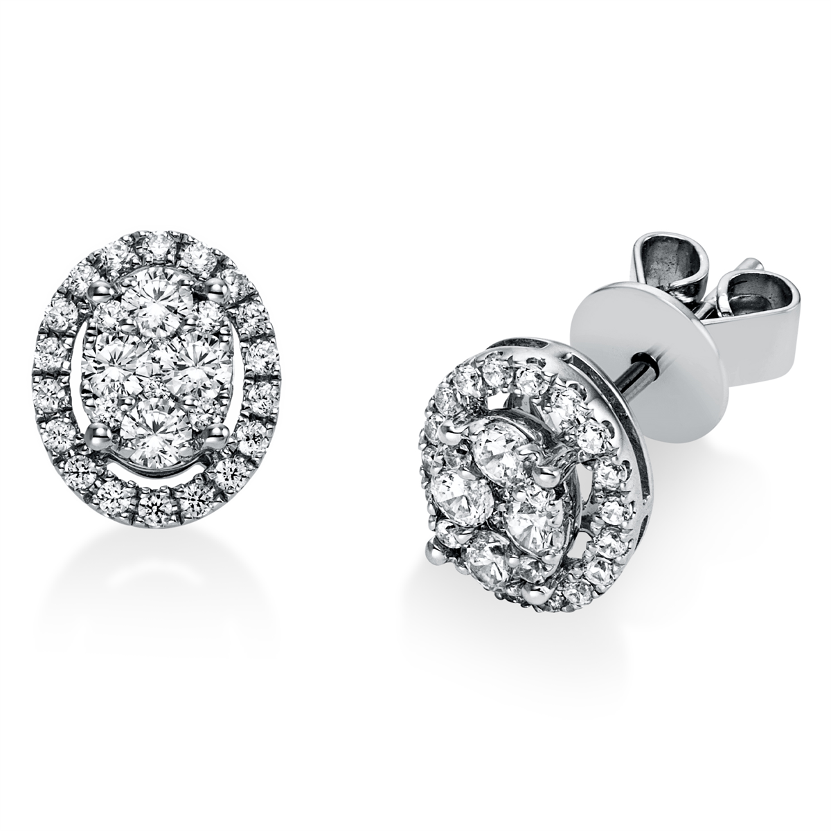 diamond full cut illusion classic studs in white gold